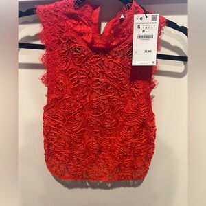 Zara Red Lace Top NWT Size Small